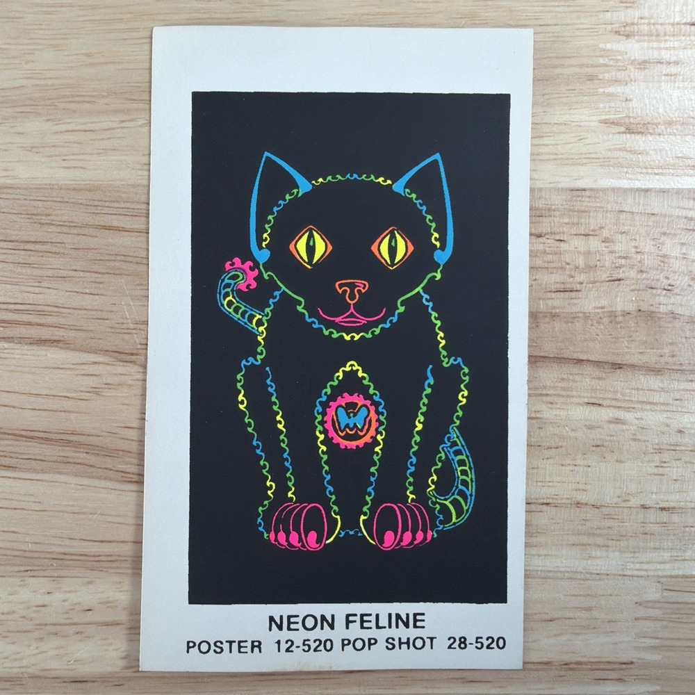 Psychedelic Blacklight Neon Vintage Pop Shot Poster Sticker 4.75x3" NEON FELINE
